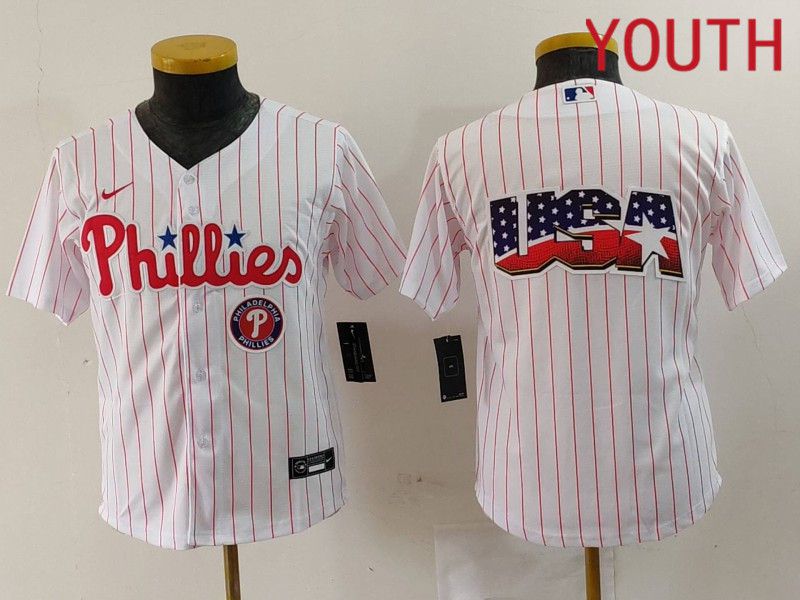 Youth Philadelphia Phillies Blank White stripe Nike Game 2024 MLB Jersey style 4->san diego padres->MLB Jersey